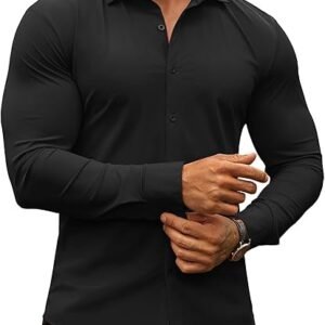 COOFANDY Men's Muscle Fit Dress Shirts Wrinkle-Free Long Sleeve Casual Button Down Shirts