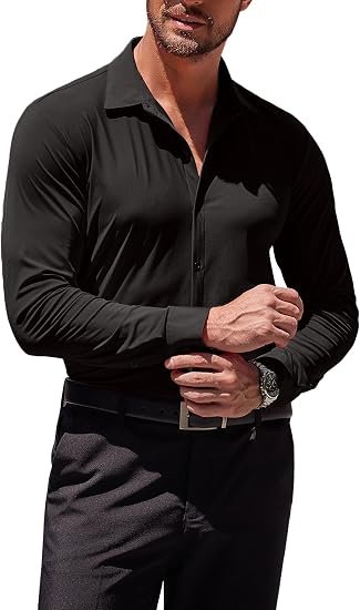 COOFANDY Men's Muscle Fit Dress Shirts Wrinkle-Free Long Sleeve Casual Button Down Shirts - Image 4